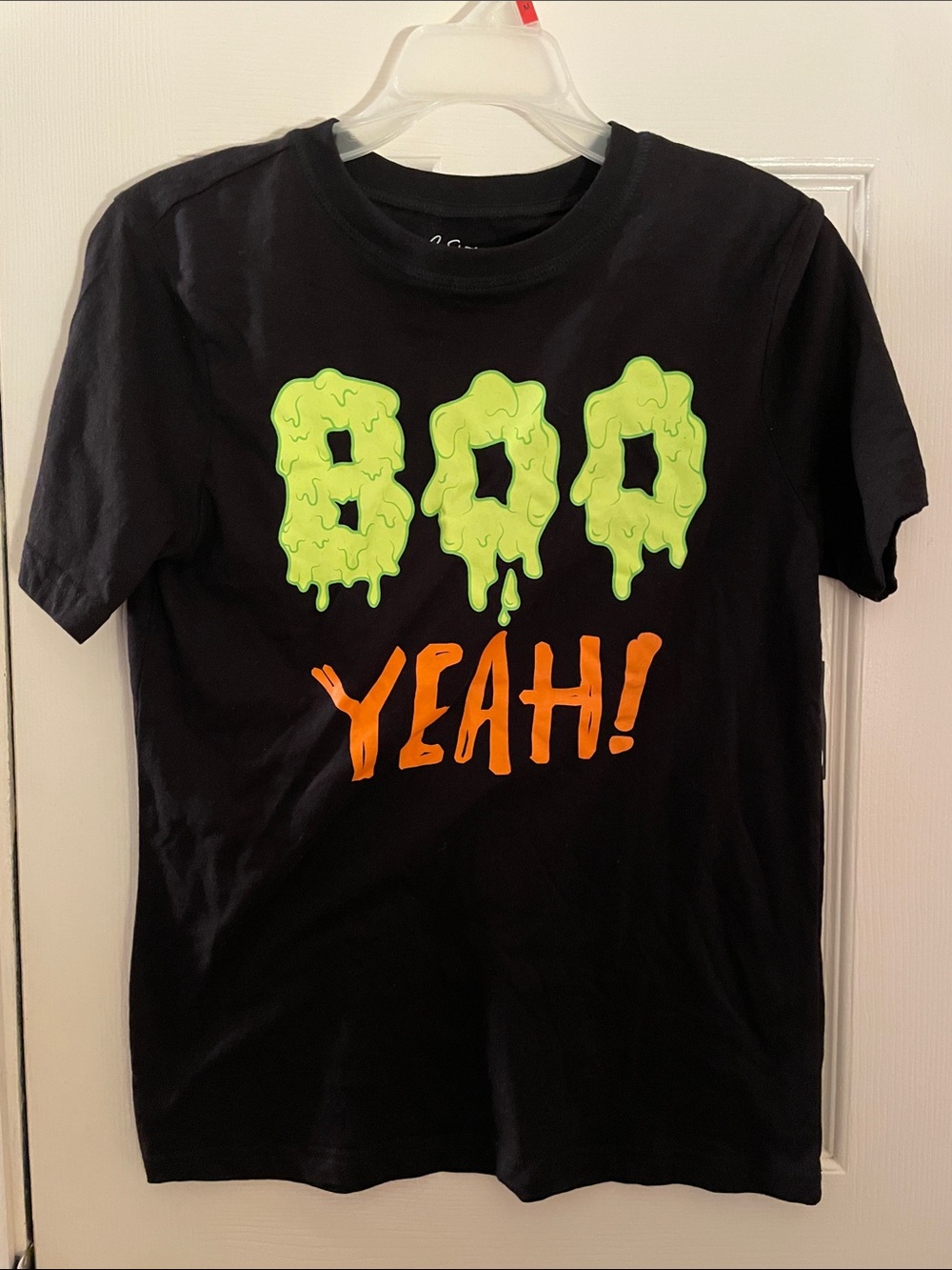 Kids Black "BOO Yeah!" Graphic Tee Halloween 14/16 NWT